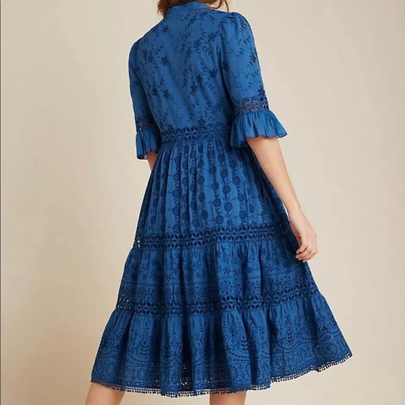 NWT Anthropologie Robin Tiered Eyelet Midi Dress - Picture 3 of 6